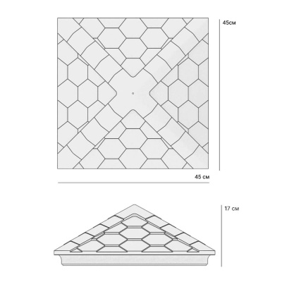Колпак на столб забора Серый 1,5х1,5 кирпича Черепица размер под посадку 390х390мм размеры