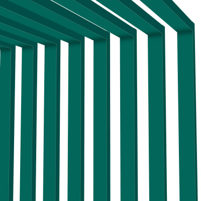 Декоративная рейка металлическая RAL6026 Опал на стенах и потолке в сборе