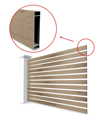 Металлопланкен для забора ранчо под дерево Светлый Дуб 3D Принтек в сборе на секции